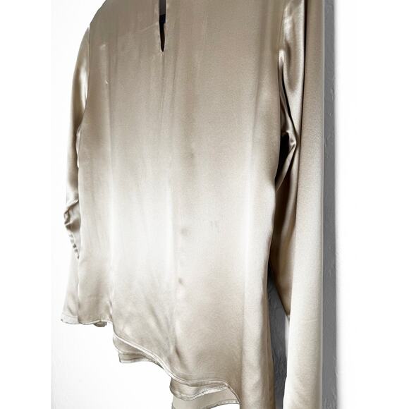 Kiton Napoli Womens 100% Silk Blouse Pleated Neckline Long Sleeve Designer Italy - Picture 4 of 11